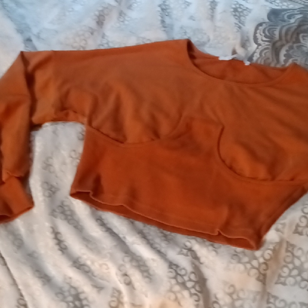Rust Long Sleeve Crop Sweatshirt